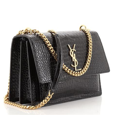 yves saint laurent tas crocodile bag|YVES SAINT LAURENT Crocodile Embossed Leather Black .